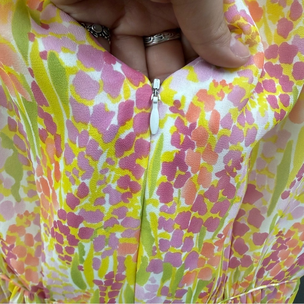 Shoshanna Size 10 Pink and Yellow Floral Dress - Picture 10 of 11
